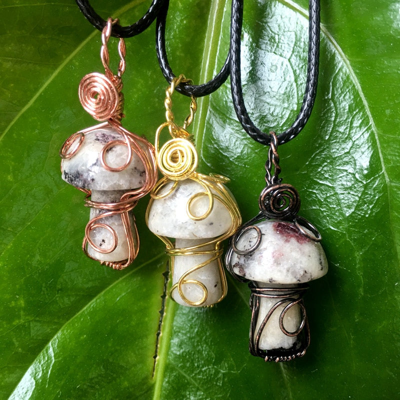 Mushroom Crystal Necklace