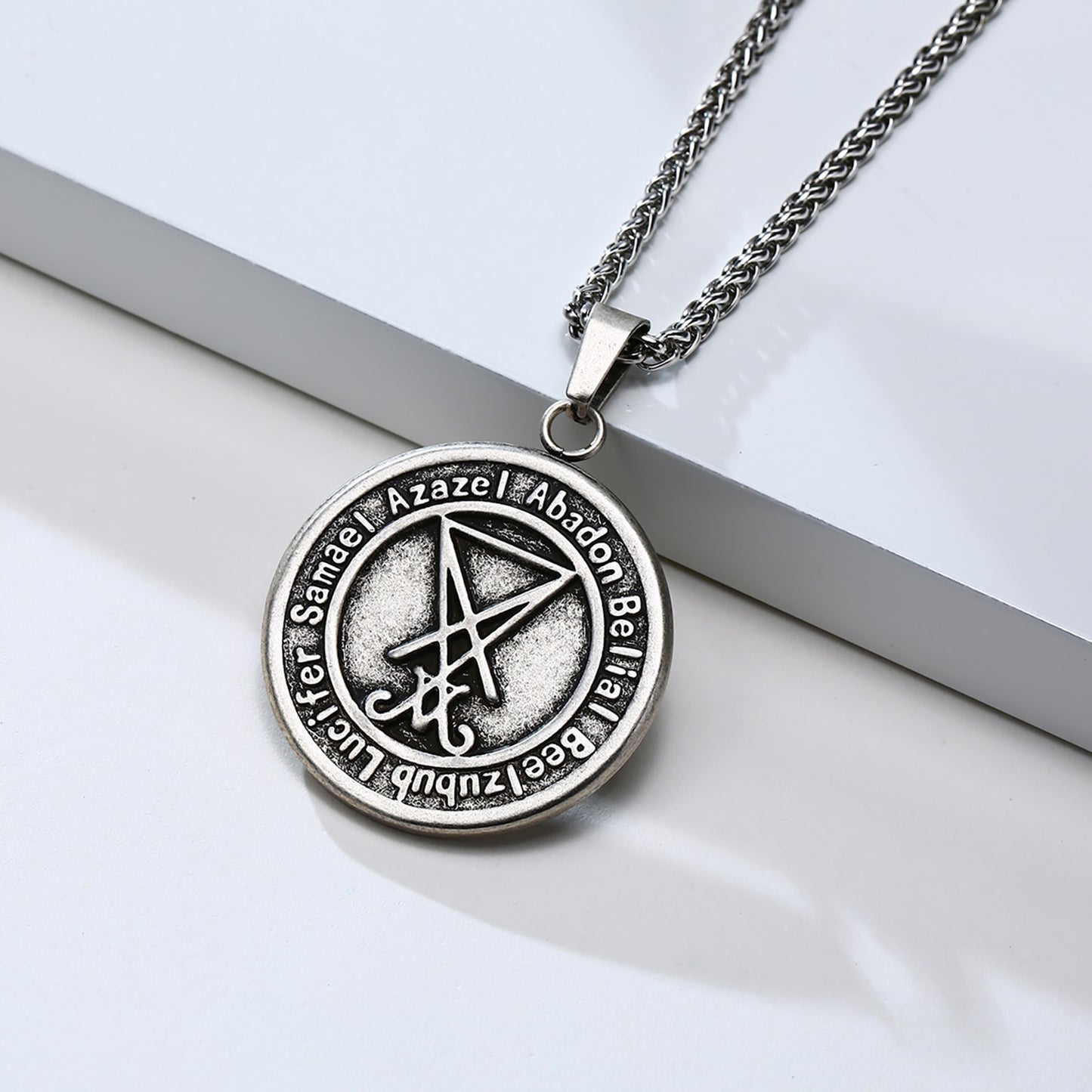 Lucifer Pentagram Baphomet amulet Stainless Steel Necklace