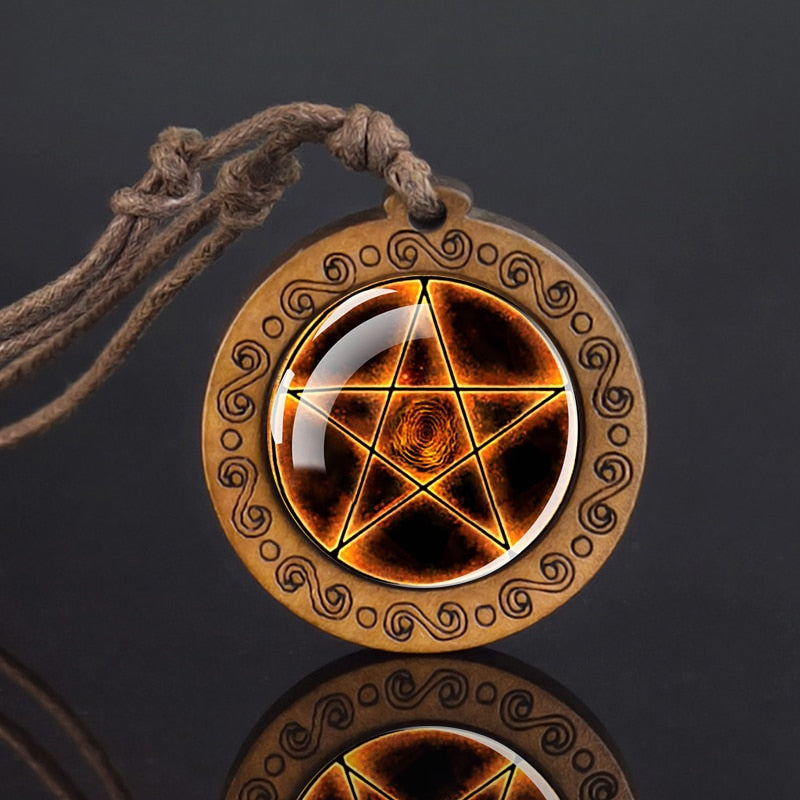 Triple Moon Goddess Glass Necklace