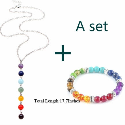 7 Chakra Gem Stone Beads Necklace