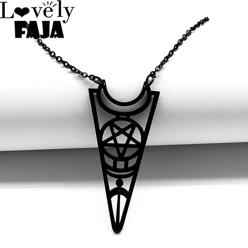 Wicca Pentagram Pentacle Moon Hollow Choker