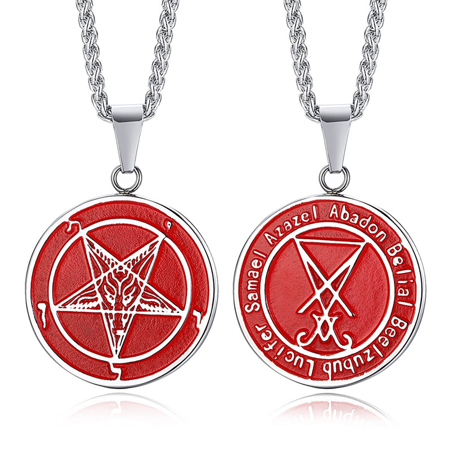 Lucifer Pentagram Baphomet amulet Stainless Steel Necklace