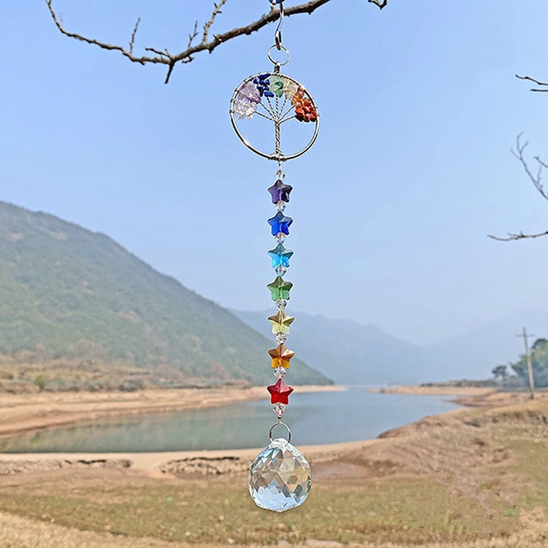 Tree of life Suncatcher Crystal Ball Prism Pendant