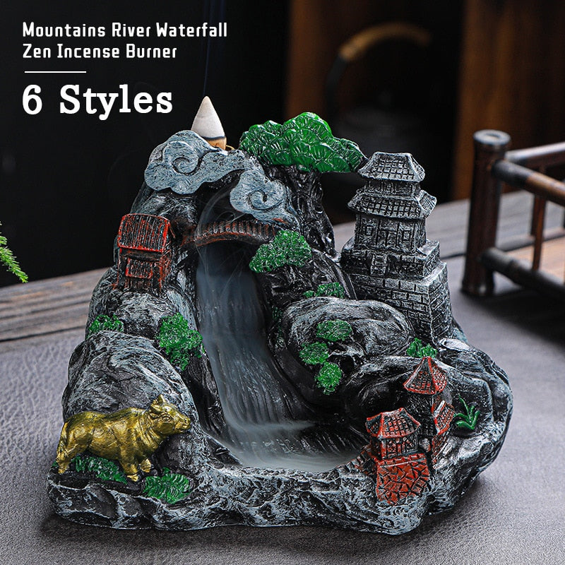 Mountains River Waterfall Incense Burner