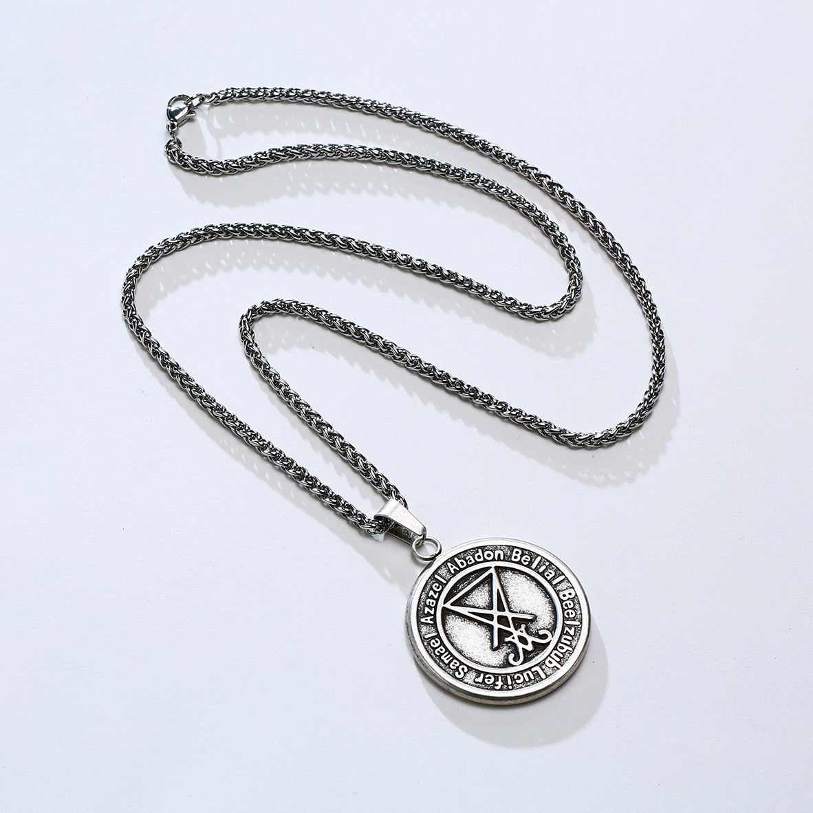 Lucifer Pentagram Baphomet amulet Stainless Steel Necklace