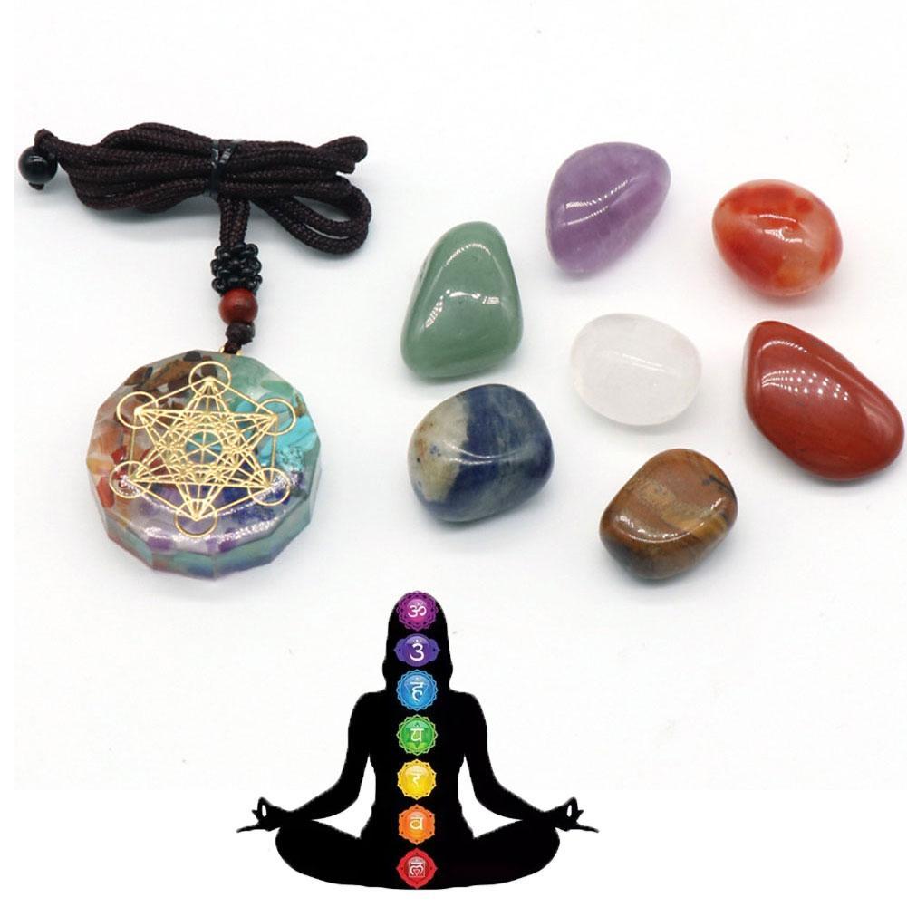 Natural Crystal Chakras Amethyst Stone Healing Meditation Reiki 7 Chakra Yoga Stone Set Collection Gifts Box