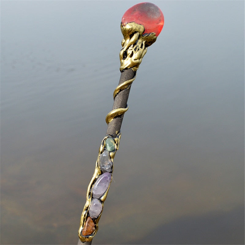 Witch Natural Crystal Wood Wand