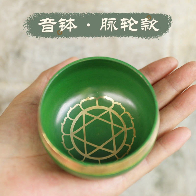 Nepal Solid Copper Sound Bowl Singing Tibetan Bowl Buddhism Hand Print Yoga Meditation Audio Healing Chakra Crown Heart Chakra