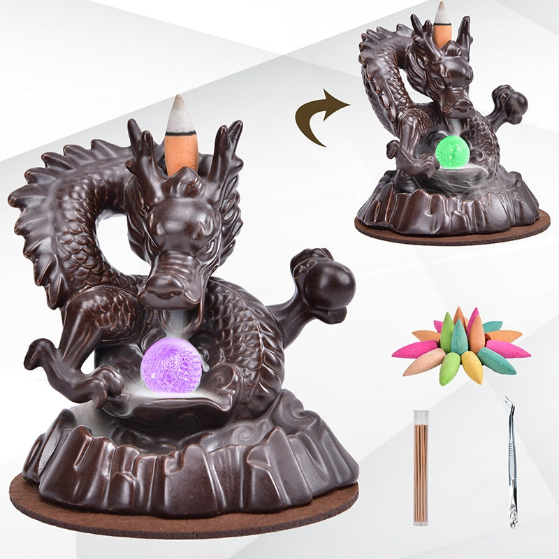 Incense Burner Dragon Backflow, Mushroom backflow & waterfall