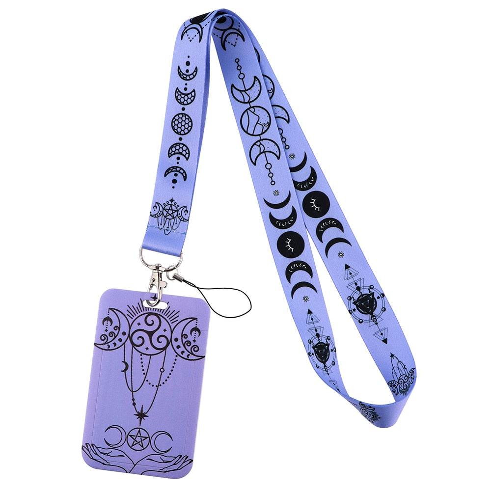 Triple Moon Goddess Wicca Keychain ID Card lanyard