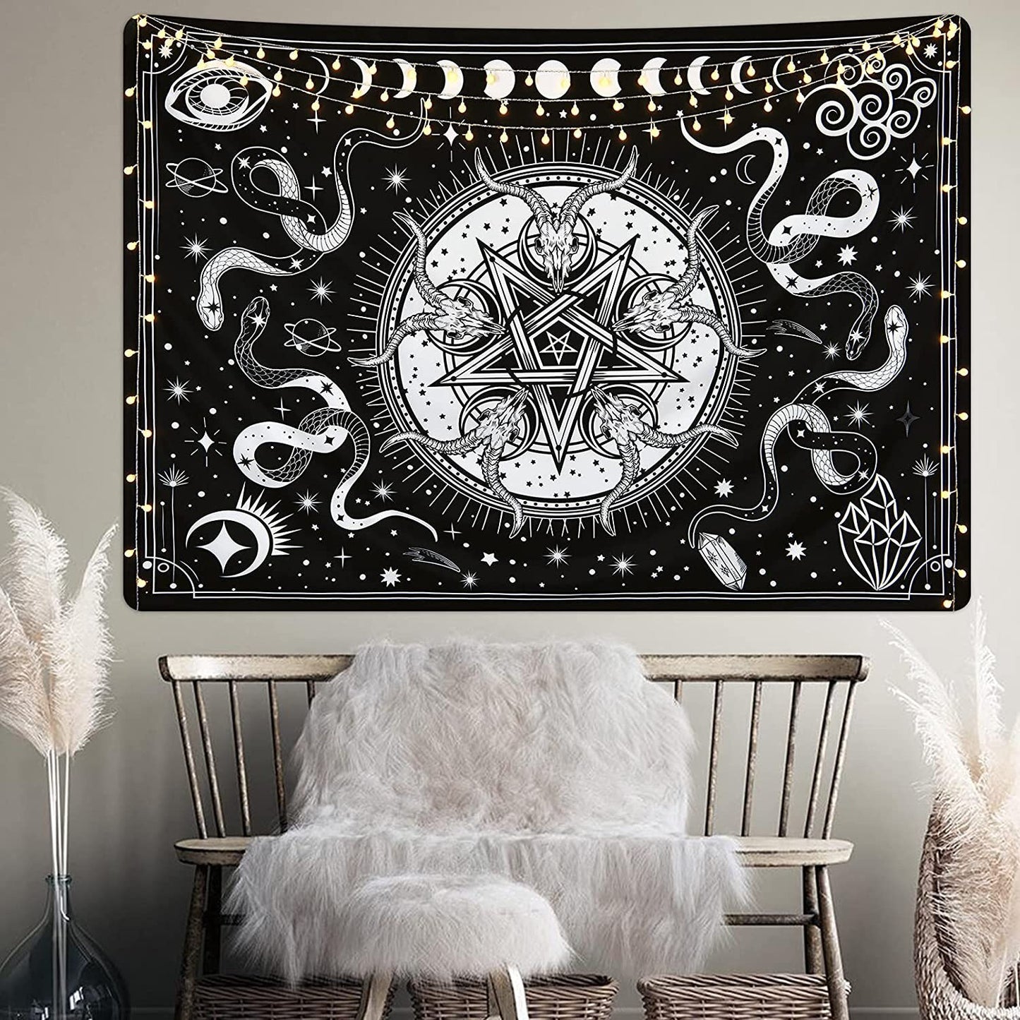 Witchcraft Tapestry Black and White