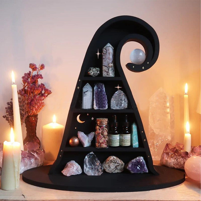 Moon Butterfly Wooden Shelf Crystal Essential Oil Storage Rack