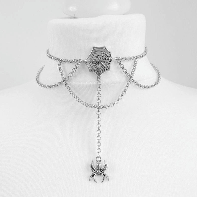 Goth Dainty Chain Crescent Moon and Stars Chokers