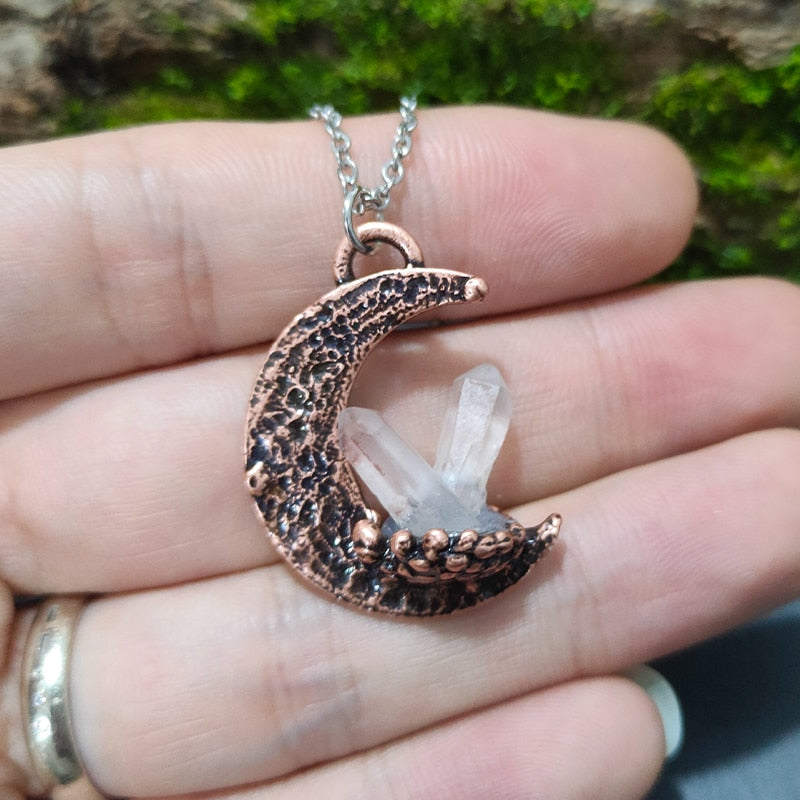 Crescent Moon Crystal Necklace