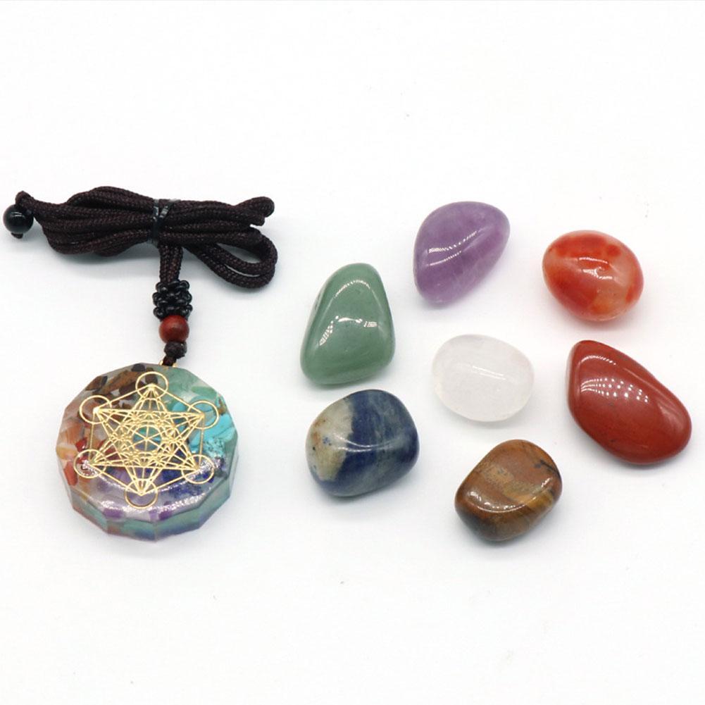 Natural Crystal Chakras Amethyst Stone Healing Meditation Reiki 7 Chakra Yoga Stone Set Collection Gifts Box