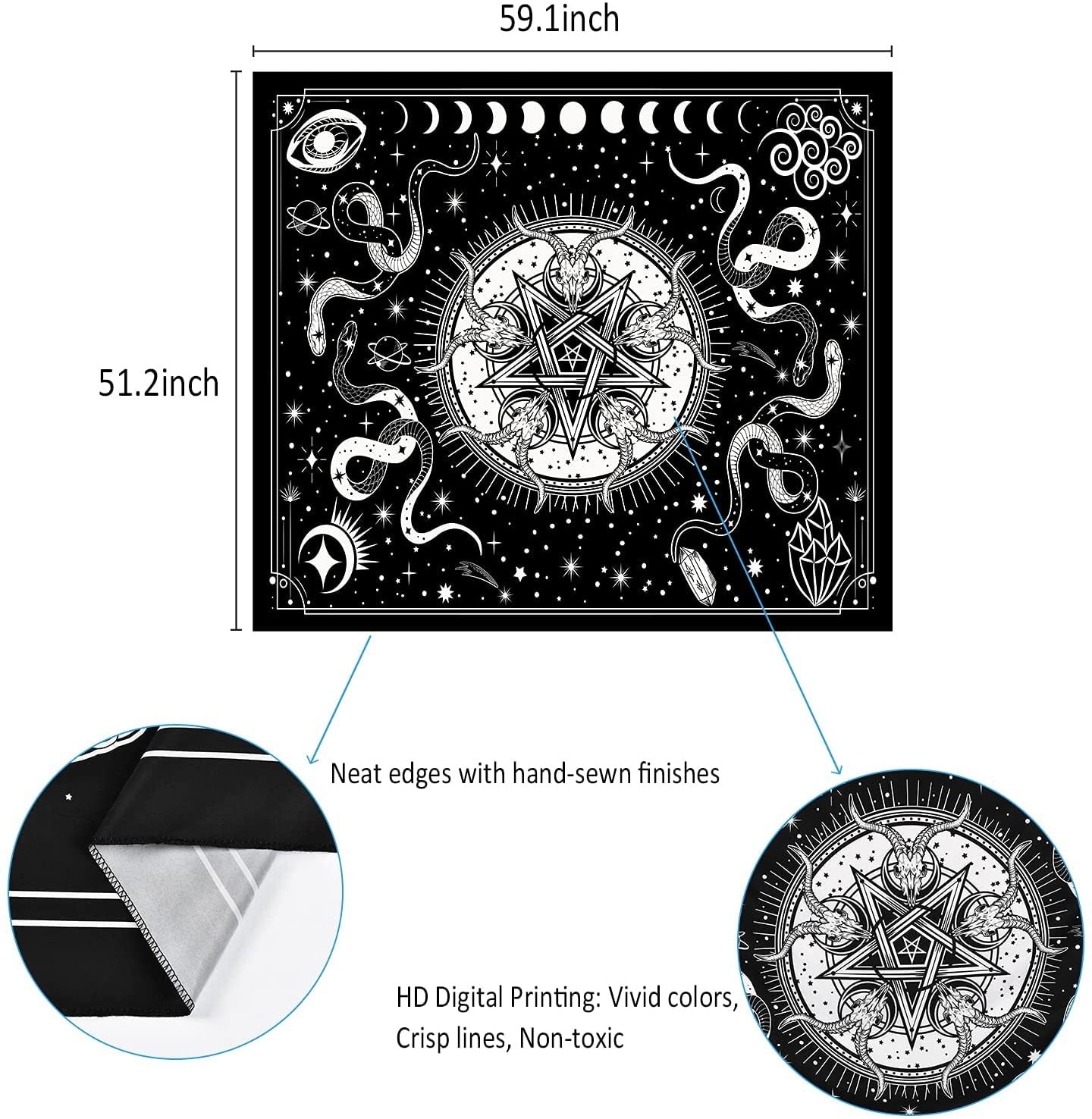 Witchcraft Tapestry Black and White