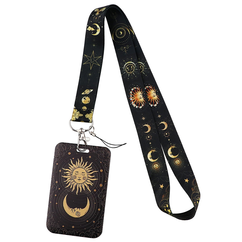 Triple Moon Goddess Wicca Keychain ID Card lanyard