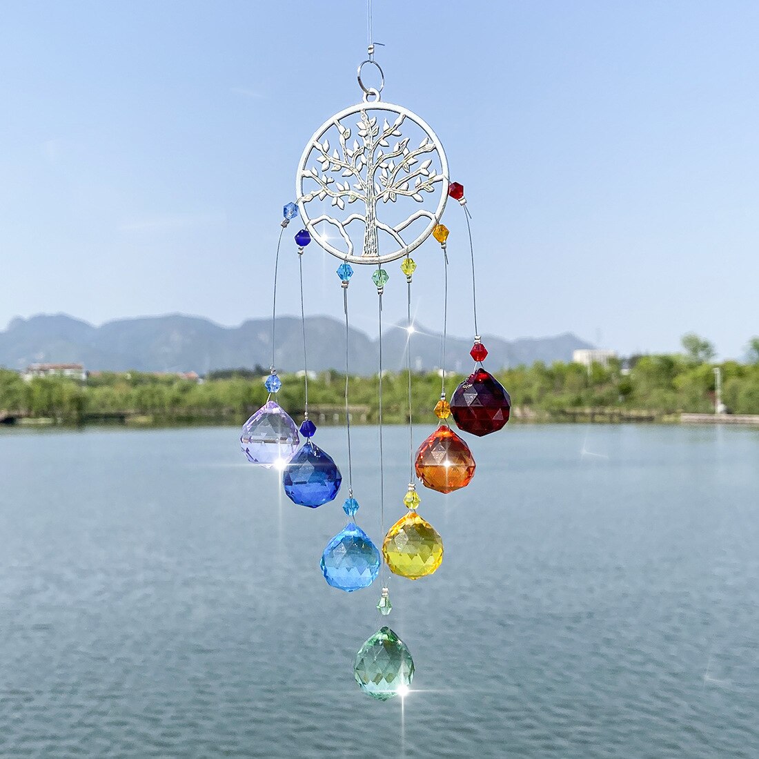 Tree of life Suncatcher Crystal Ball Prism Pendant