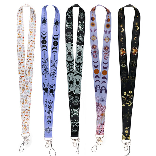 Triple Moon Goddess Wicca Keychain ID Card lanyard