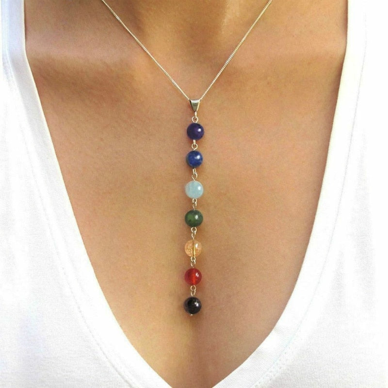 7 Chakra Gem Stone Beads Necklace