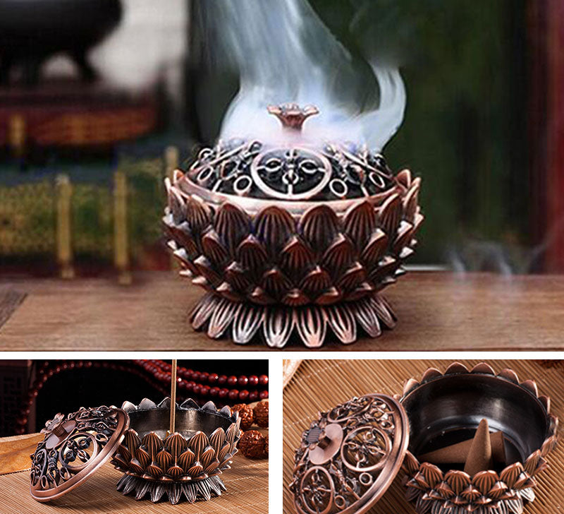 Retro Lotus Dragon Incense Holder