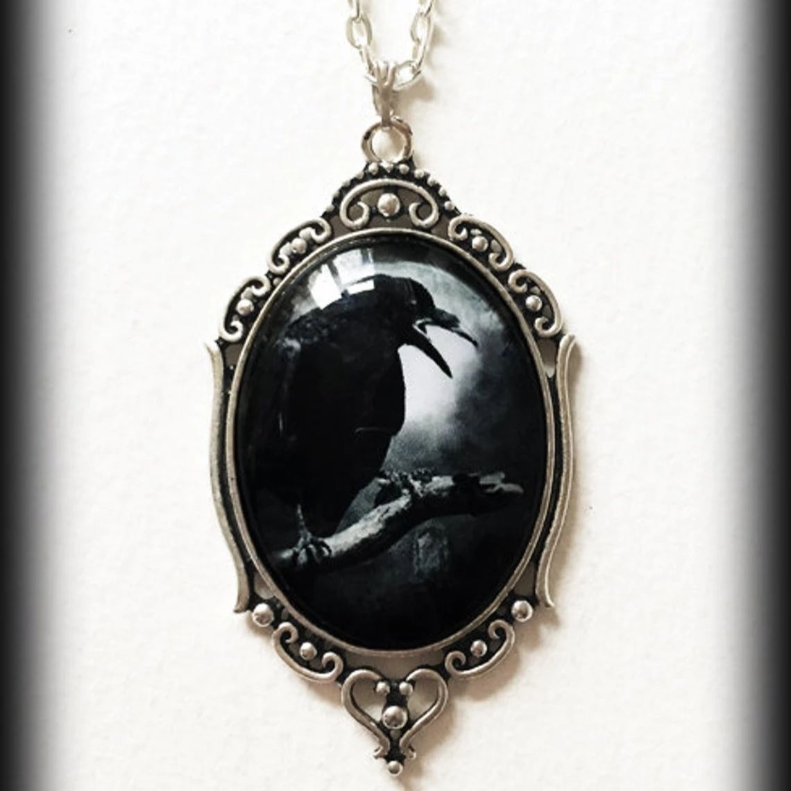 Gothic Crow Forest Charm Necklace