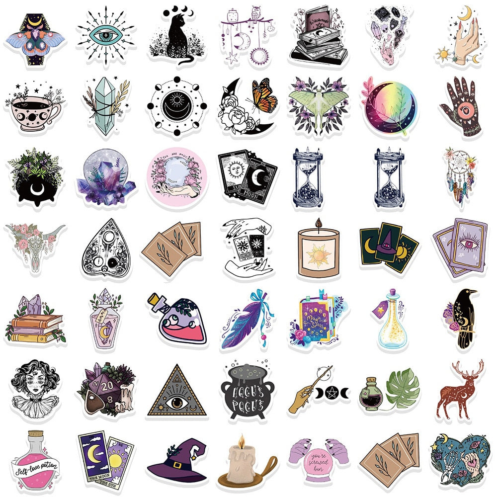 10/30/50/100PCS Magic Witch Sticker