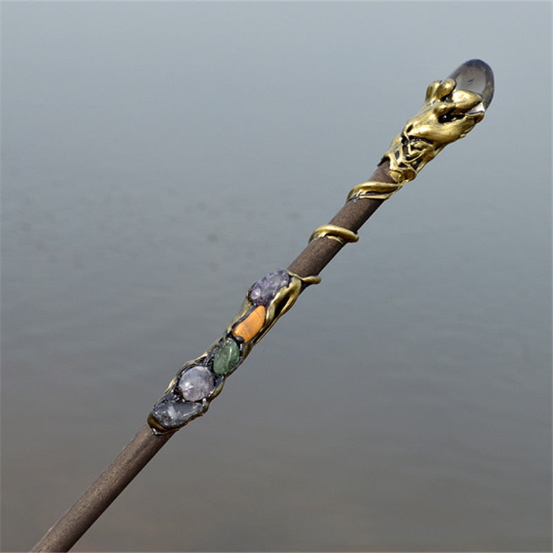 Witch Natural Crystal Wood Wand