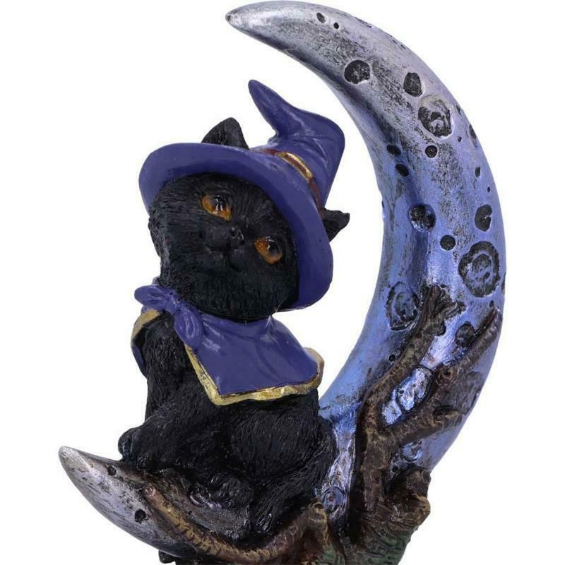 Black Cat with Witch Hat Statue