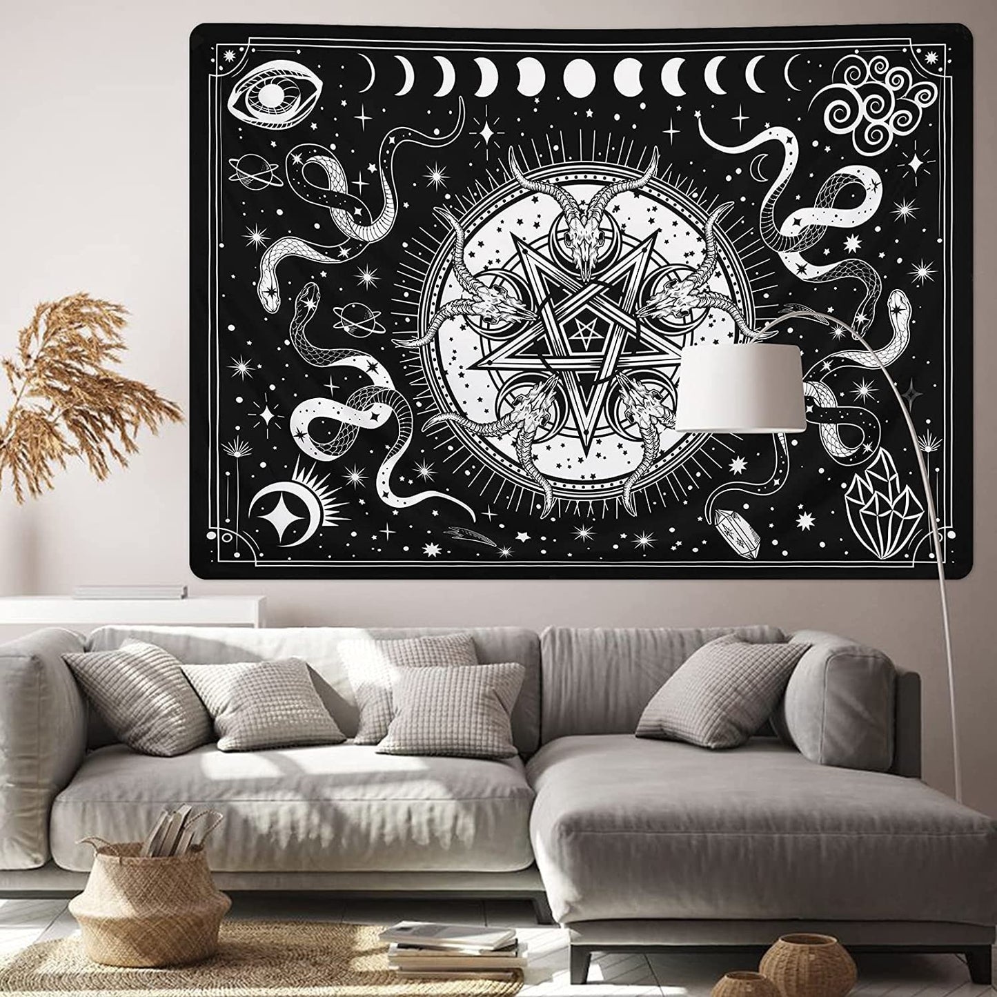 Witchcraft Tapestry Black and White