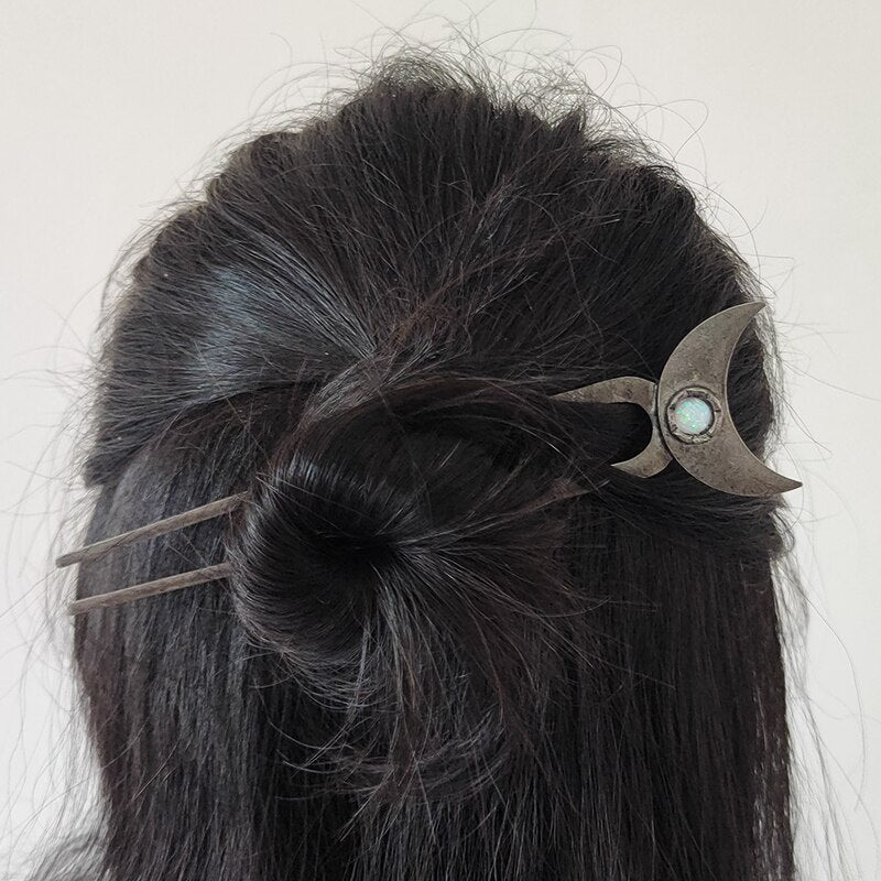 Witch Sword Crescent Moon Goddess Hair Stick