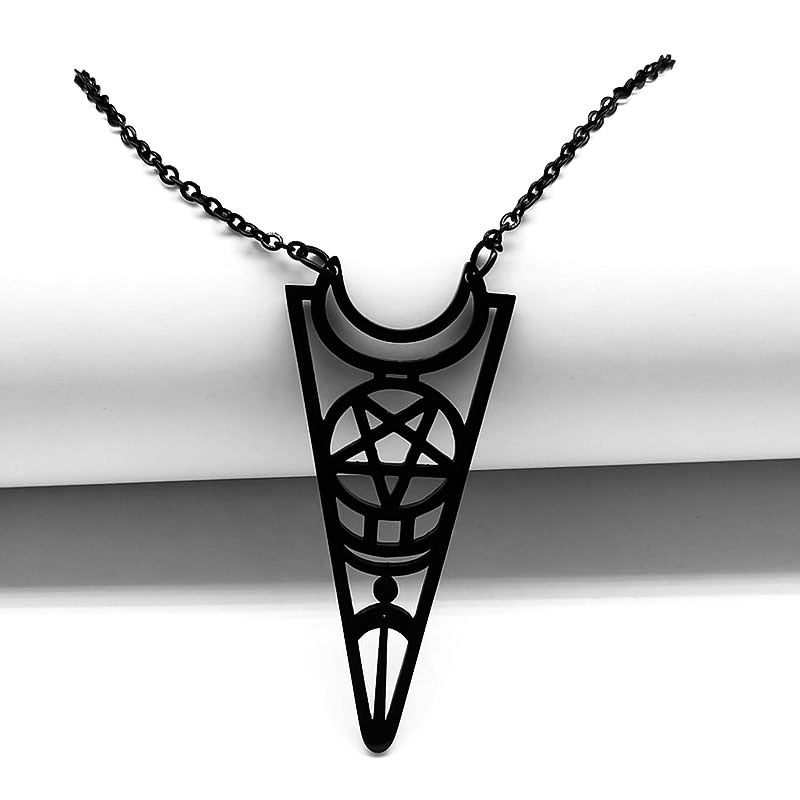 Wicca Pentagram Pentacle Moon Hollow Choker