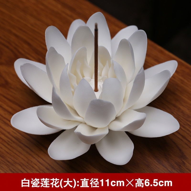 Ceramic White Lotus Incense Burner