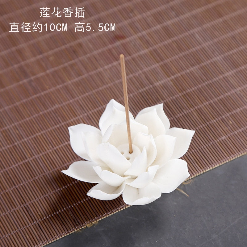 Ceramic White Lotus Incense Burner