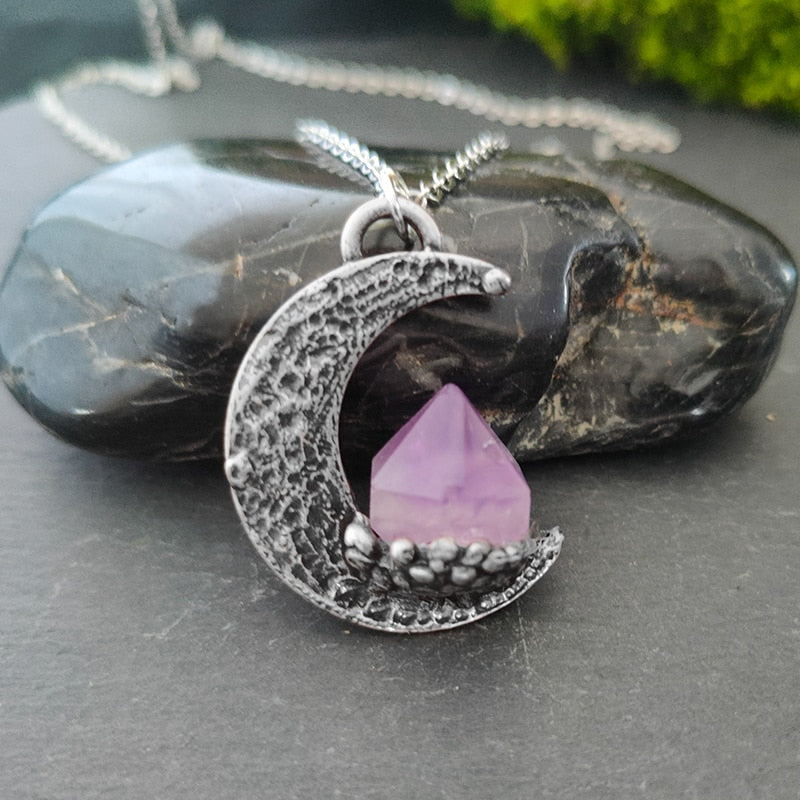 Crescent Moon Crystal Necklace