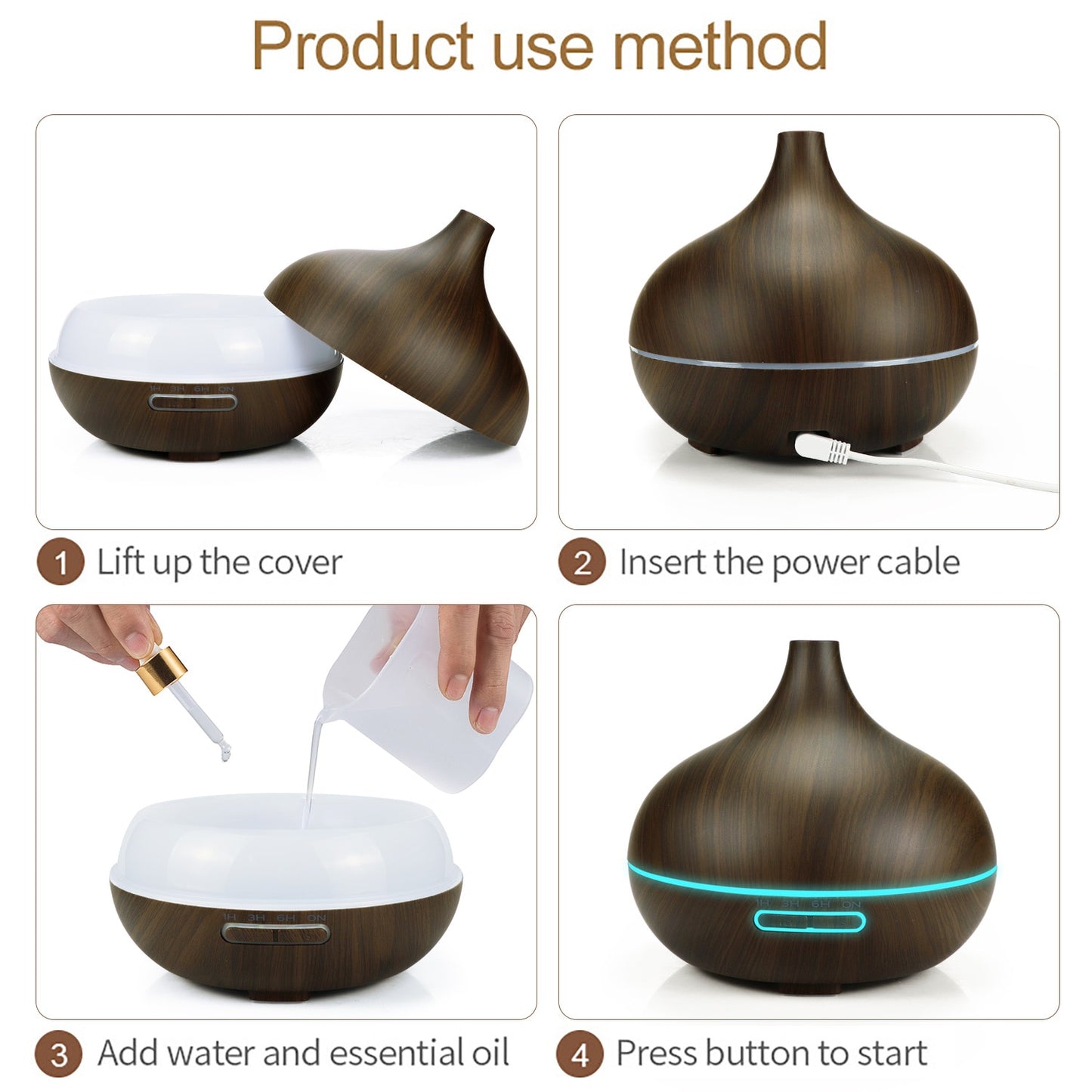 550ml Aromatherapy Essential Oil Diffuser Teardrop w/ Remote