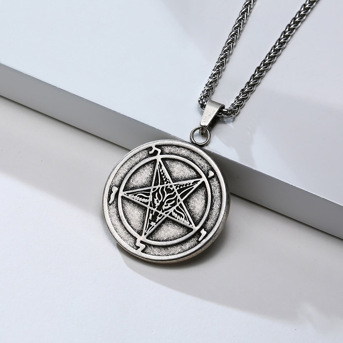 Lucifer Pentagram Baphomet amulet Stainless Steel Necklace