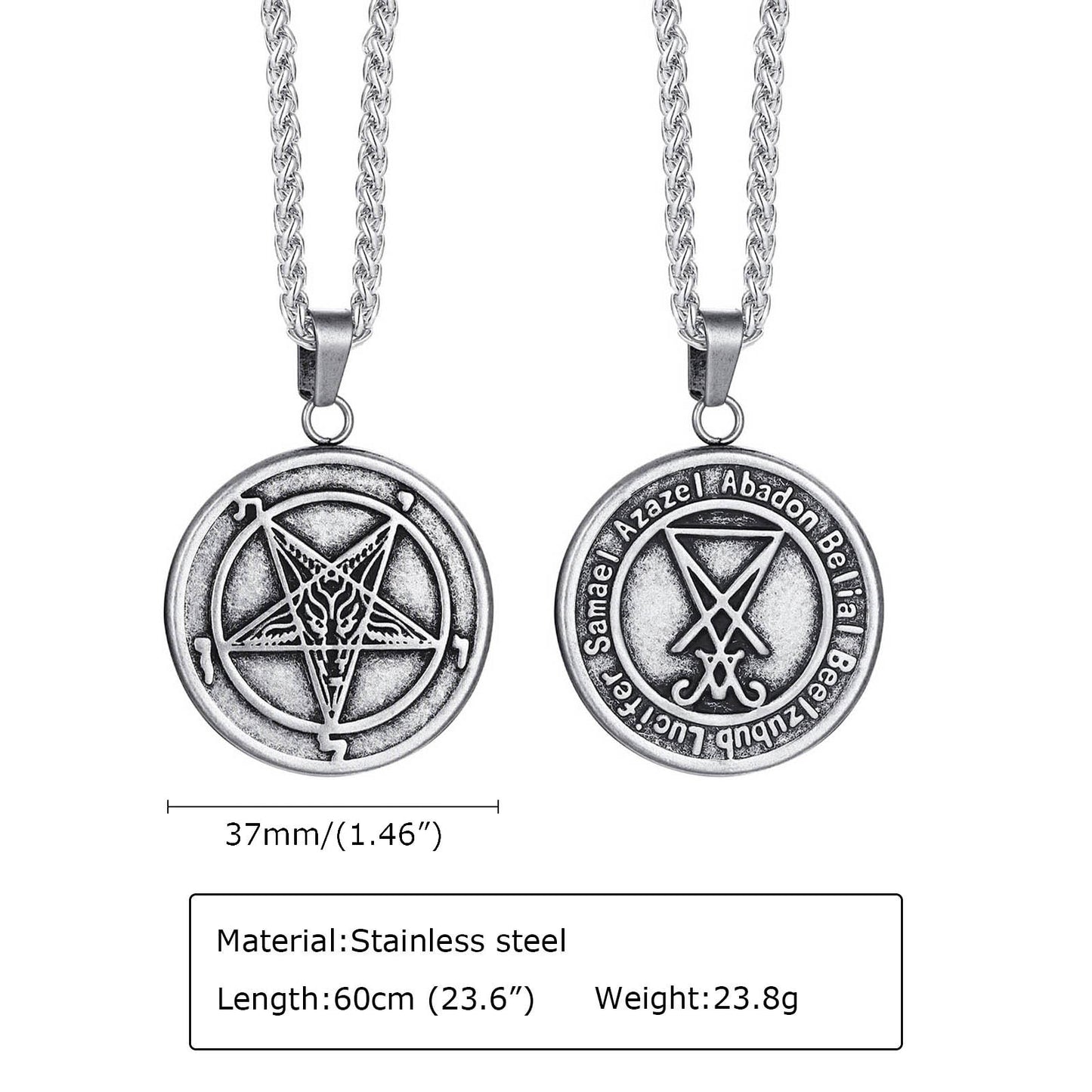 Lucifer Pentagram Baphomet amulet Stainless Steel Necklace