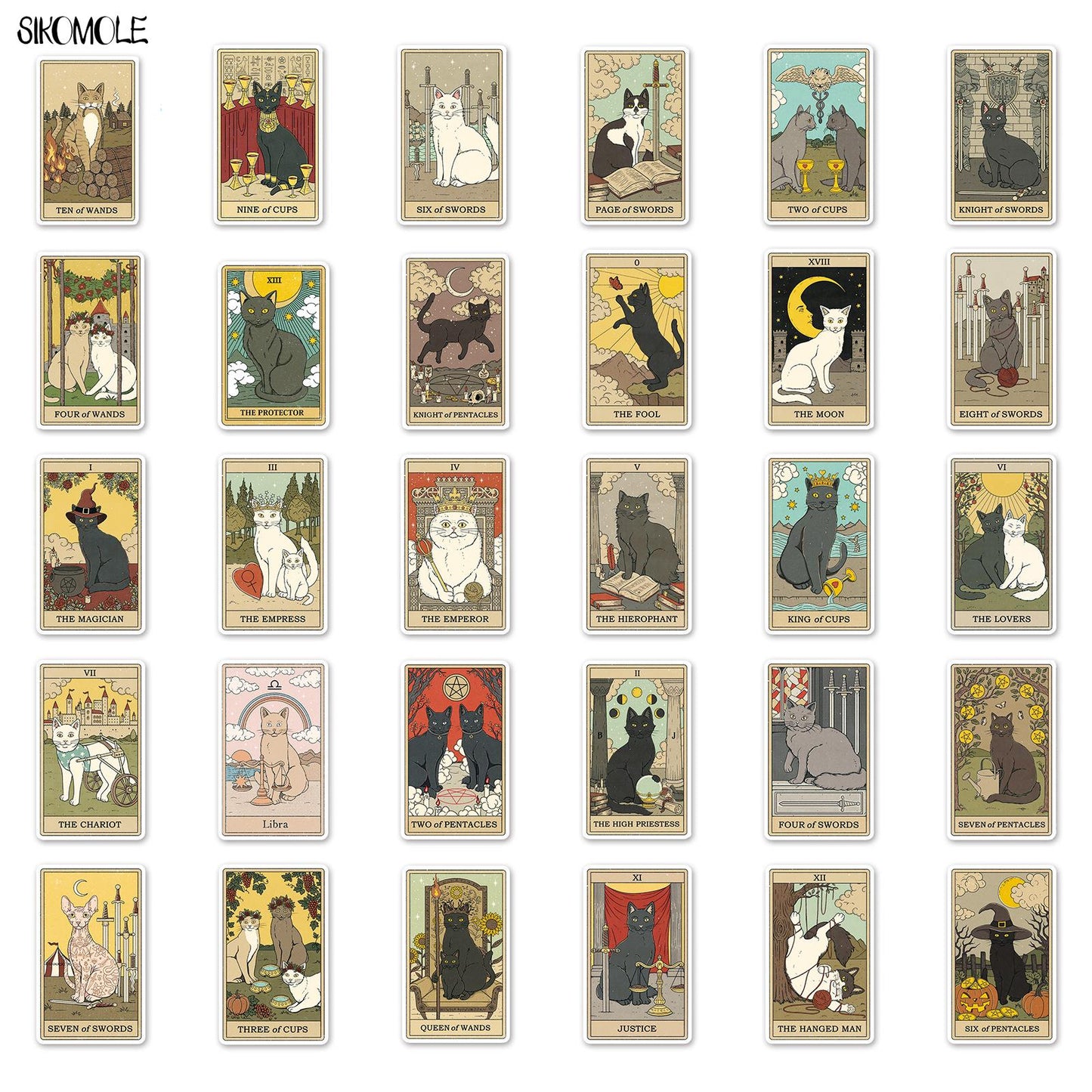 10/30/62PCS  Tarot Card Stickers