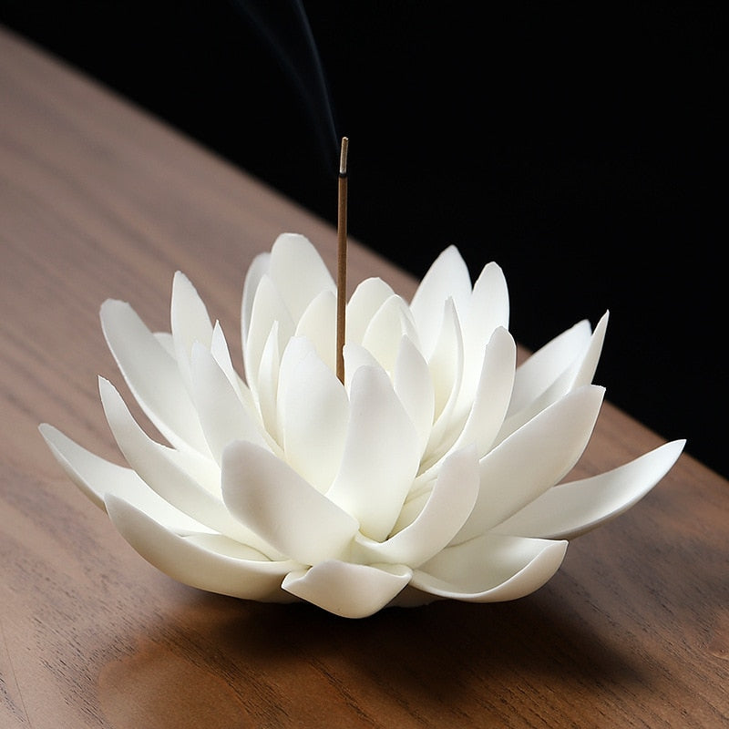 Ceramic White Lotus Incense Burner